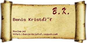 Benis Kristóf névjegykártya
